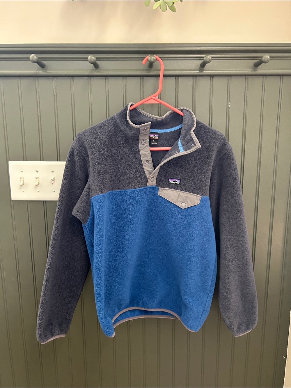 Patagonia Kids Two-Tone Blue and Gray Snap Fleece Pullover